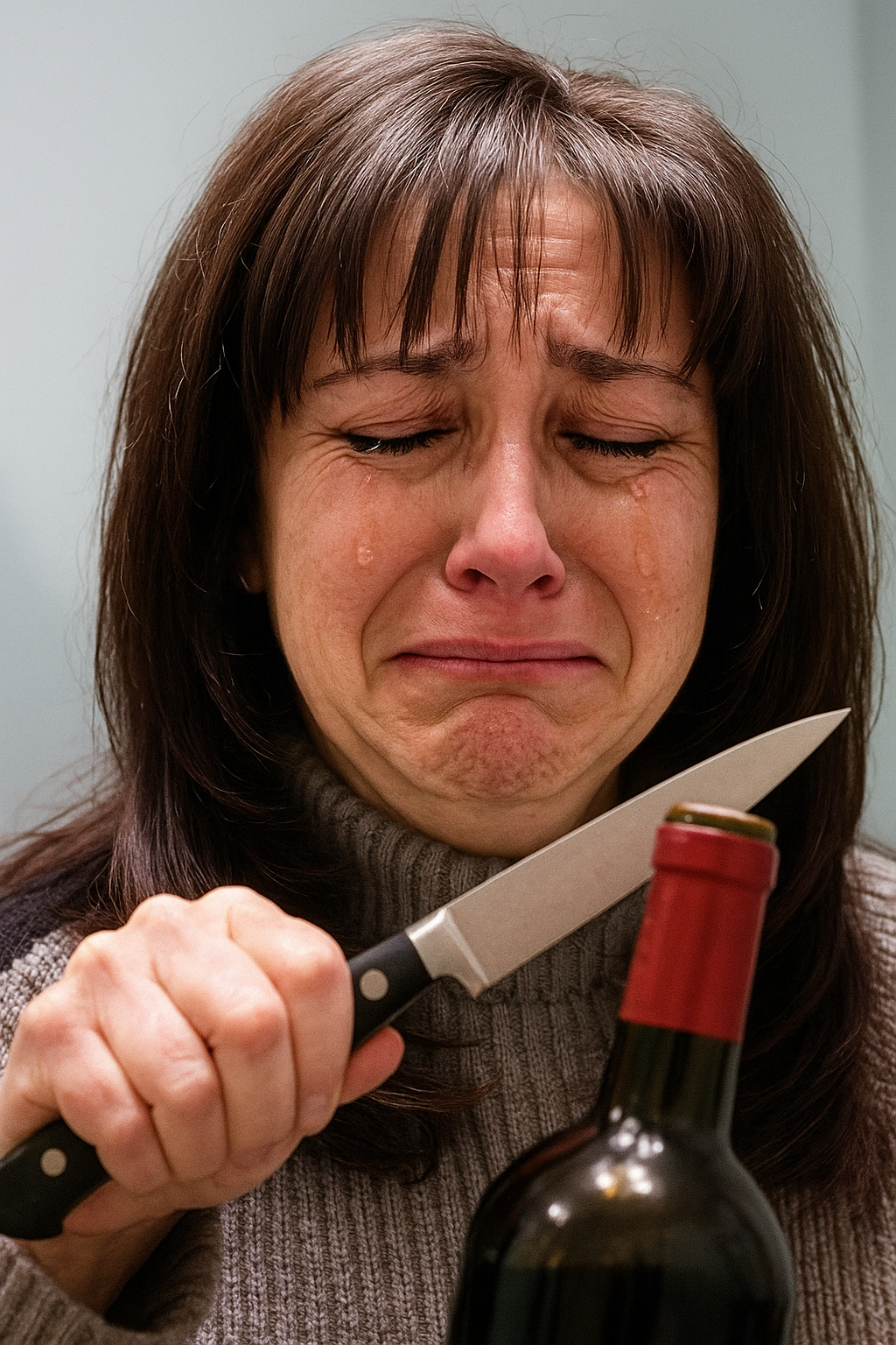 This a picture of me - aged, altered, and made to look as if I am crying by AI (Chat GPT). In the original picture, I am laughing.